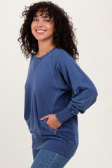 Navy Blue Vintage Wash French Terry Pullover