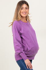 Violet Vintage Wash French Terry Maternity Pullover