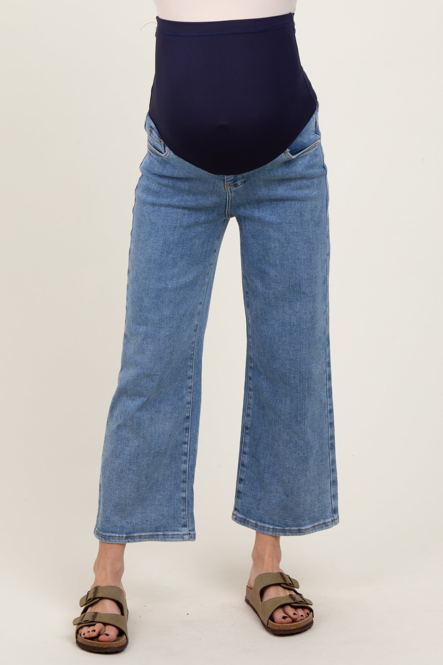 Light Wash Cropped Denim Maternity Jeans