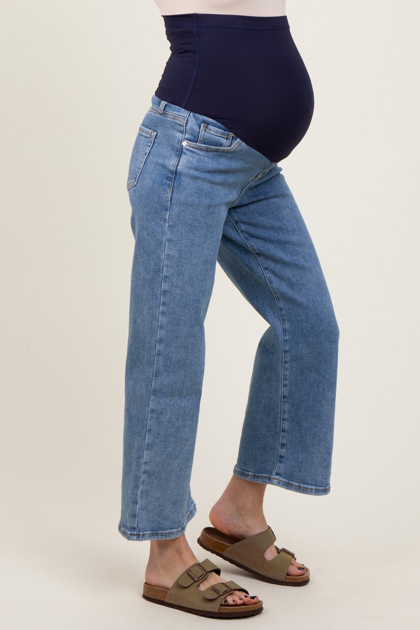 Light Wash Cropped Denim Maternity Jeans