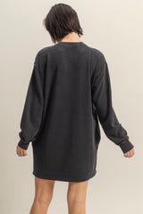 Black Long Sleeve Oversized Sweatshirt Mini Dress