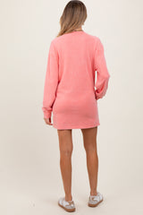 Coral Long Sleeve Oversized Sweatshirt Maternity Mini Dress