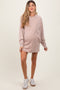 Taupe Long Sleeve Oversized Sweatshirt Maternity Mini Dress