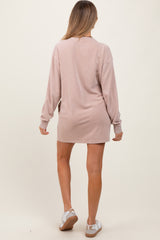 Taupe Long Sleeve Oversized Sweatshirt Maternity Mini Dress