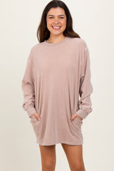 Taupe Long Sleeve Oversized Sweatshirt Mini Dress