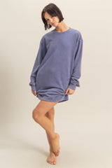 Light Blue Long Sleeve Oversized Sweatshirt Mini Dress