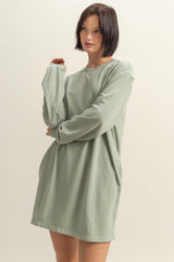 Sage Long Sleeve Oversized Sweatshirt Maternity Mini Dress