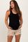 Beige Distressed Fringe Hem Maternity Jean Shorts