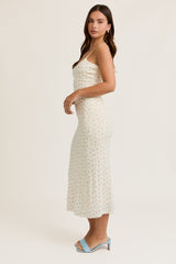 Ivory Floral Pointelle Knit Midi Dress