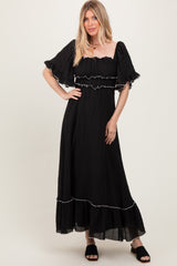Black Wide Sleeve Maternity Maxi Dress