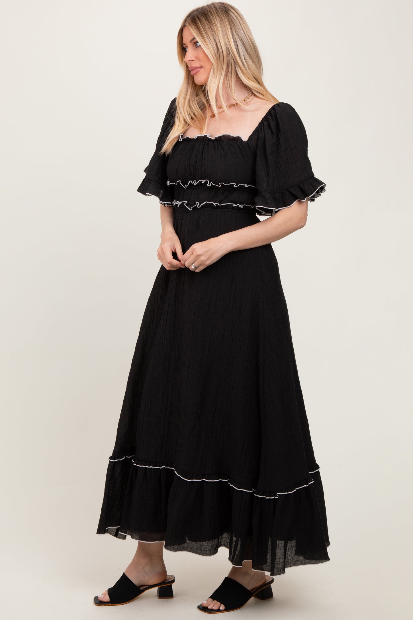 Black Wide Sleeve Maxi Dress