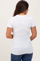 Cream Basic Crew Neck Maternity Tee