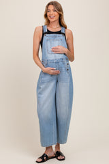 Light Blue Barrel Leg Maternity Overalls