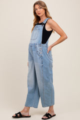 Light Blue Barrel Leg Maternity Overalls