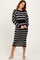 Black/Cream Long Sleeve Crop Top Midi Skirt Set