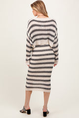 Cream/Black Long Sleeve Crop Top Midi Skirt Maternity Set