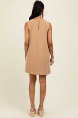 Mocha Sleeveless Striped A-Line Mini Dress