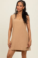 Mocha Sleeveless Striped A-Line Mini Dress