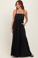 Black Tiered Sleeveless Maxi Dress