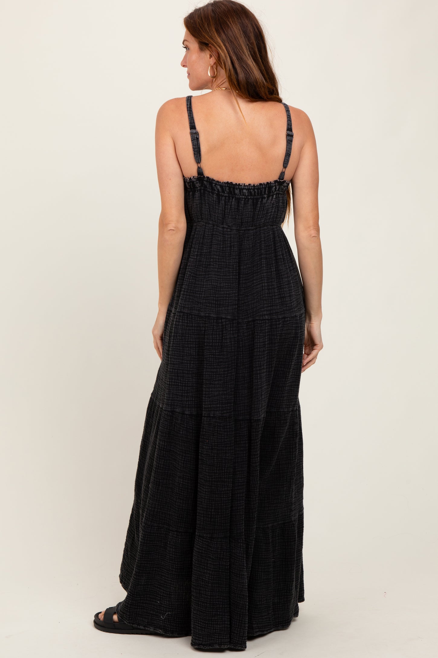 Black Tiered Sleeveless Maxi Dress