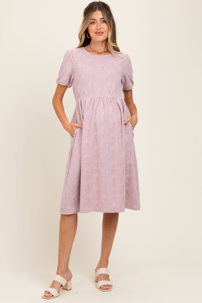 Lavender Textured Knit Maternity Midi Dress