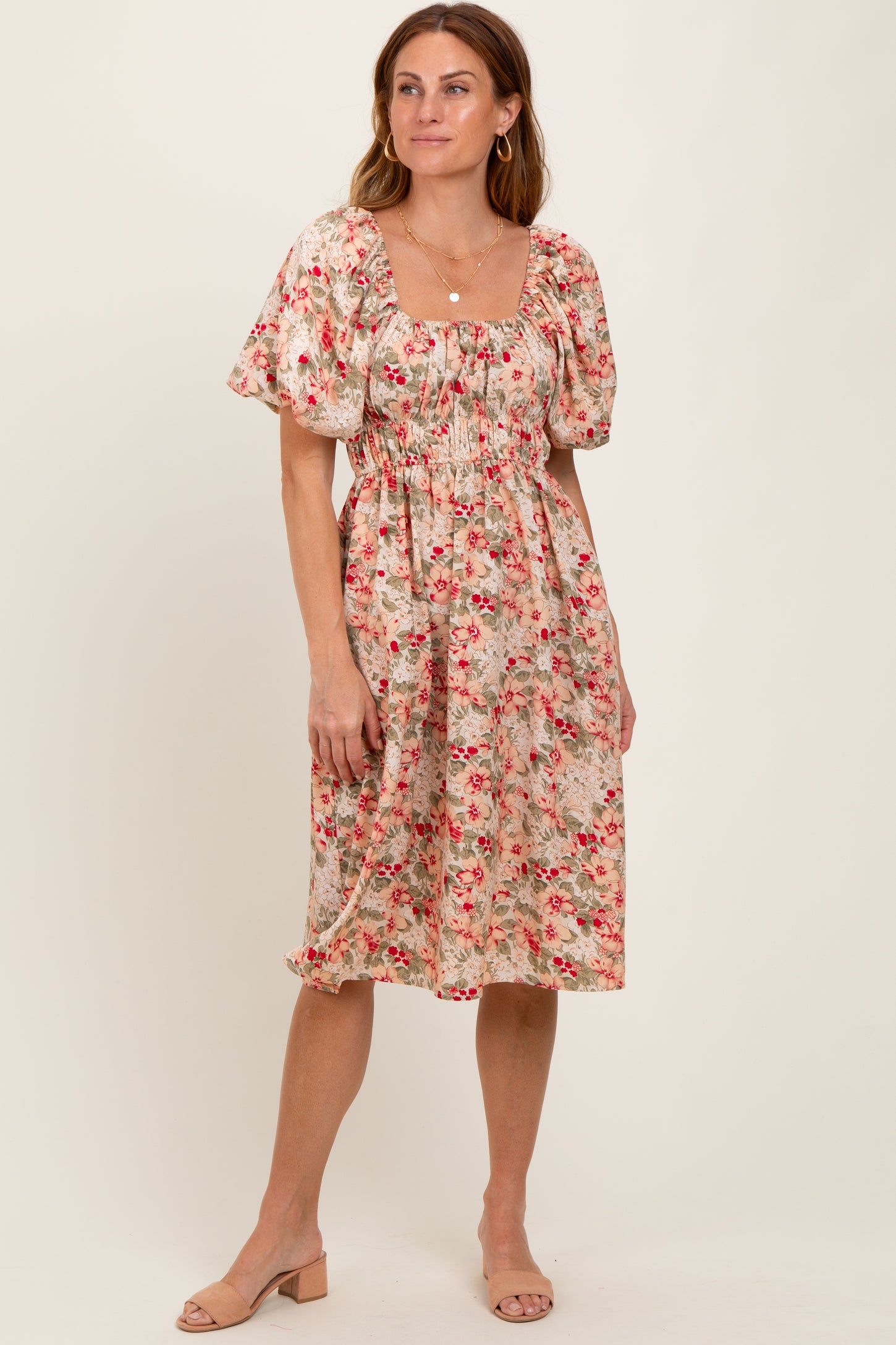 Cream Multi Printed Floral Maxi Dress