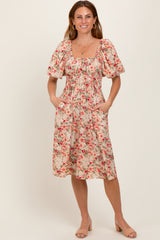 Cream Multi Printed Floral Maxi Dress