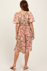 Cream Multi Printed Floral Maxi Dress