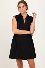 Black Sleeveless Polo Mini Dress