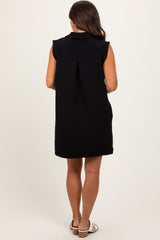 Black Sleeveless Polo Maternity Mini Dress