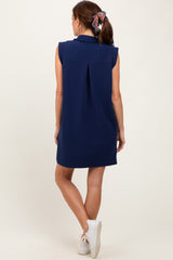 Navy Sleeveless Polo Mini Dress