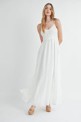 White Crochet Bodice Maxi Dress