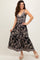 Black Floral Twist Front Cut Out Maxi Dress