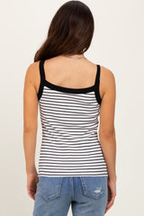 Ivory Striped Contrast Strap Tank
