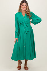 Jade Belted Long Sleeve Maternity Maxi Dress