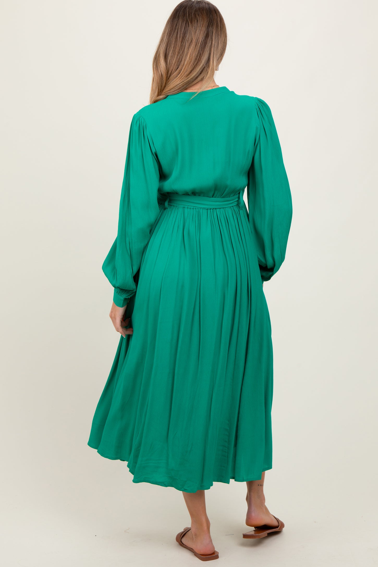Jade Belted Long Sleeve Maternity Maxi Dress