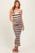Brown/ Cream Knit Striped Fitted Maternity Maxi Dress