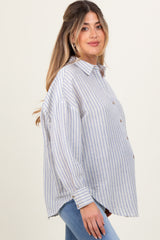 Blue Stripe Oversized Button Down Maternity Shirt