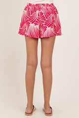 Fuchsia Printed Elastic Waist Band Shorts