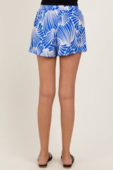 Royal Blue Printed Elastic Waist Band Shorts
