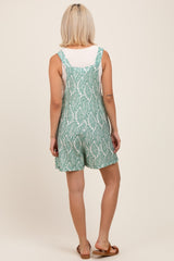 Light Olive Leaf Print Maternity Overall Romper
