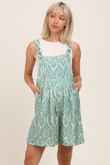 Light Olive Leaf Print Maternity Overall Romper