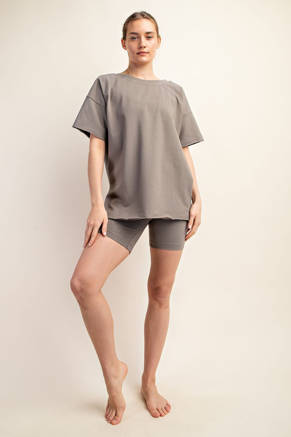 Olive Oversized V-Neck Side Slit Maternity Tee
