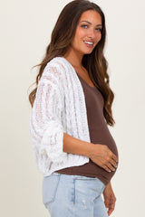 White Cable Knit Maternity Open Cardigan