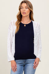 White Cable Knit Maternity Open Cardigan