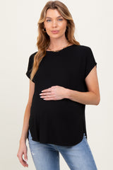 Black Dolman Sleeve Round Neck Maternity Top