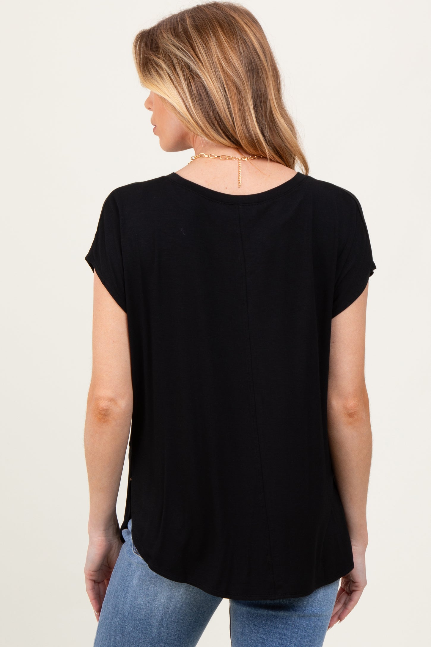 Black Dolman Sleeve Round Neck Maternity Top