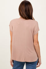 Taupe Dolman Sleeve Round Neck Top