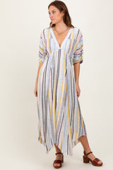 Multicolor Striped Handkerchief Hem Maternity Maxi Dress