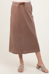 Mocha Terry Drawstring Maternity Midi Skirt